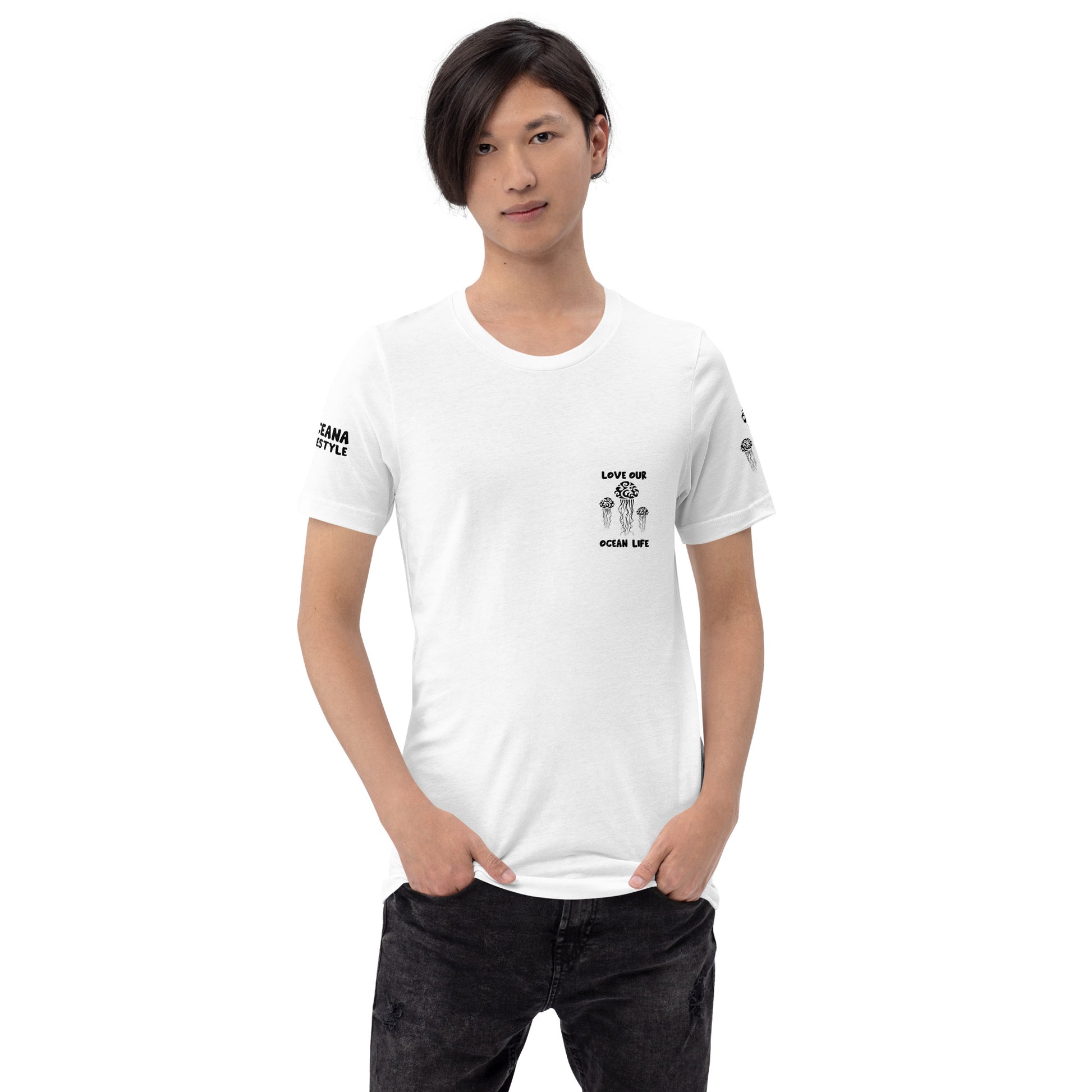 Polynesian T-shirt Jellyfish Tribal Samoan For Men and Women Front Black on White