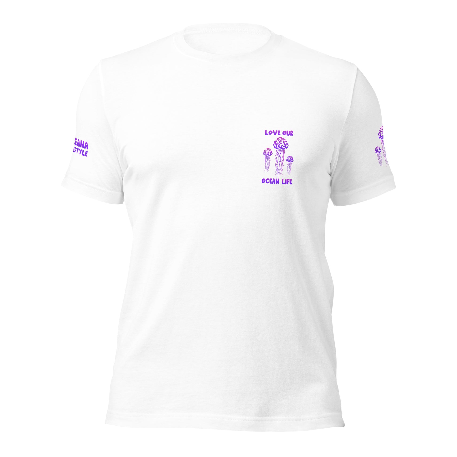 Polynesian T-shirt Jellyfish Tribal Samoan For Men and Women Front Purple on White