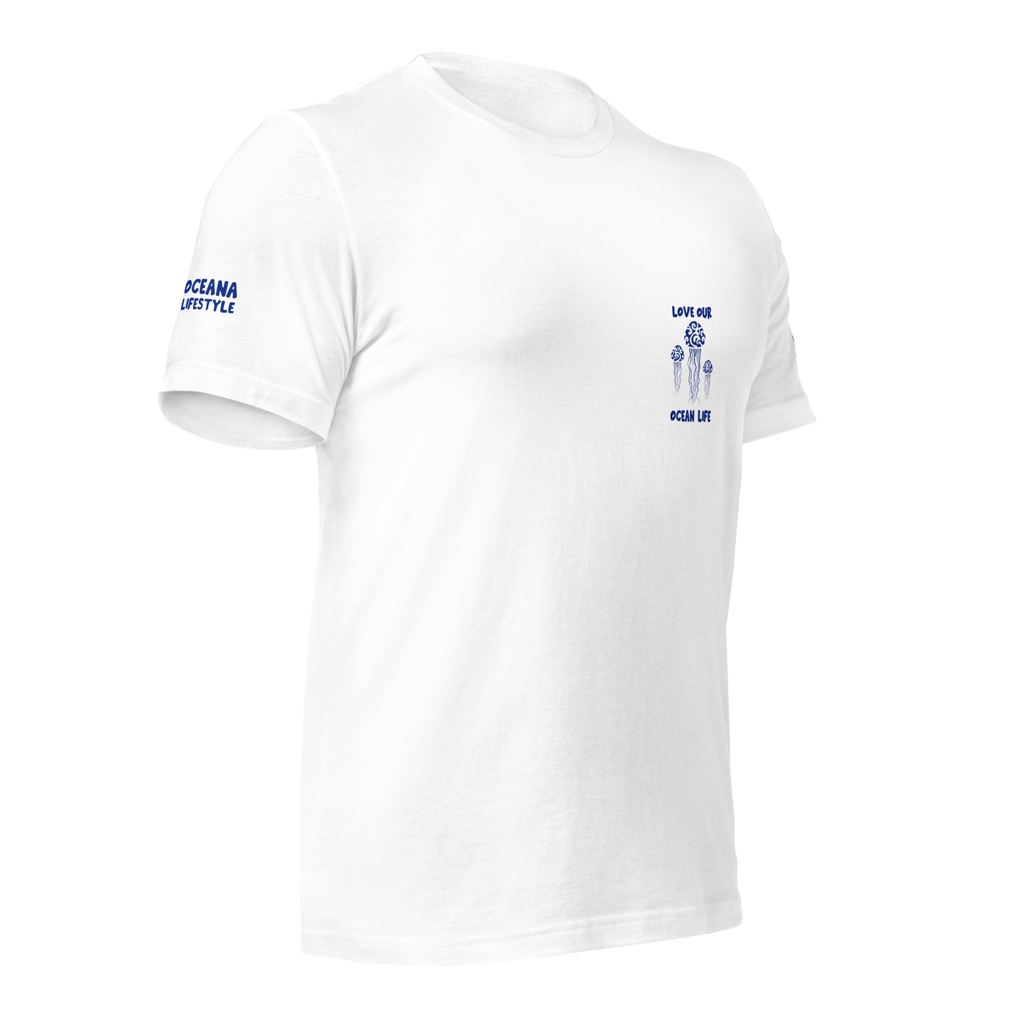 Polynesian T-shirt Jellyfish Tribal Samoan For Men and Women Front Right Navy on White
