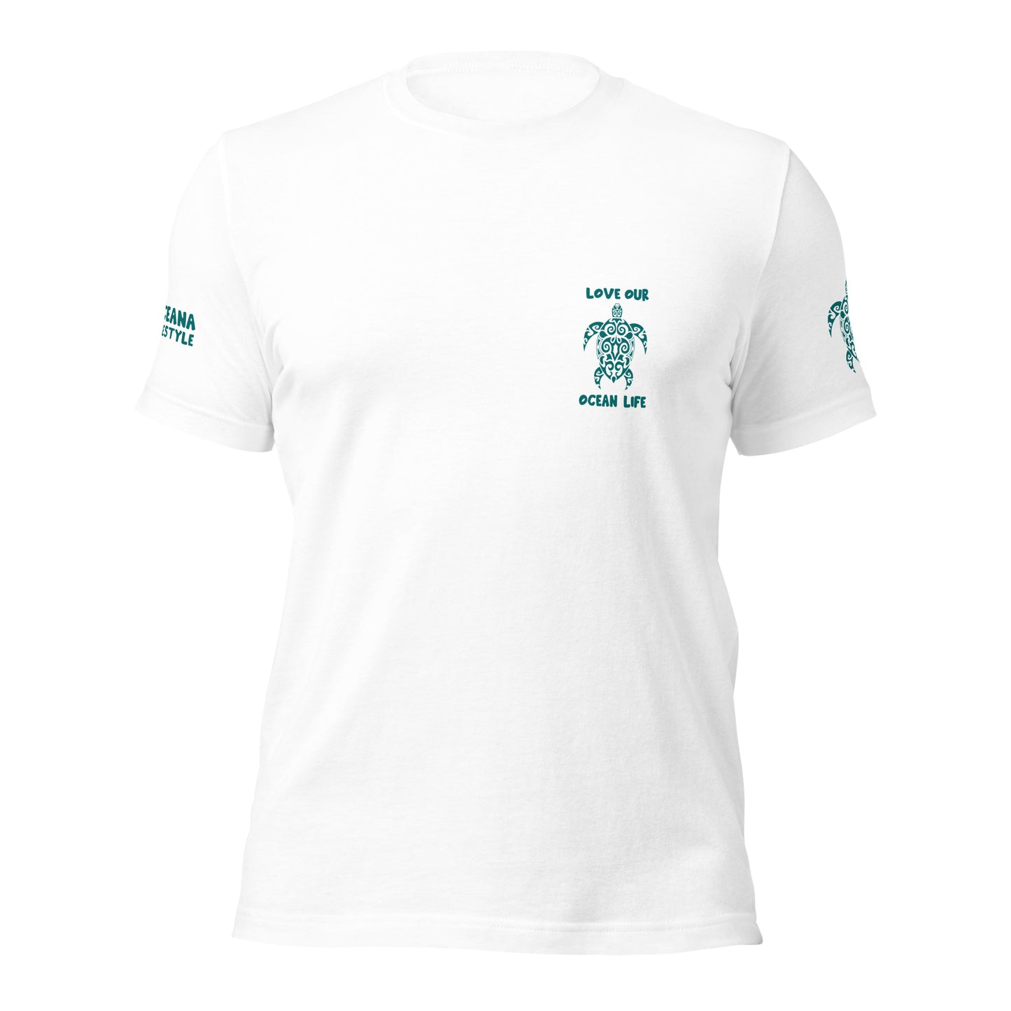 Polynesian T-shirt Jellyfish Tribal Samoan For Men and Women Front Teal on White