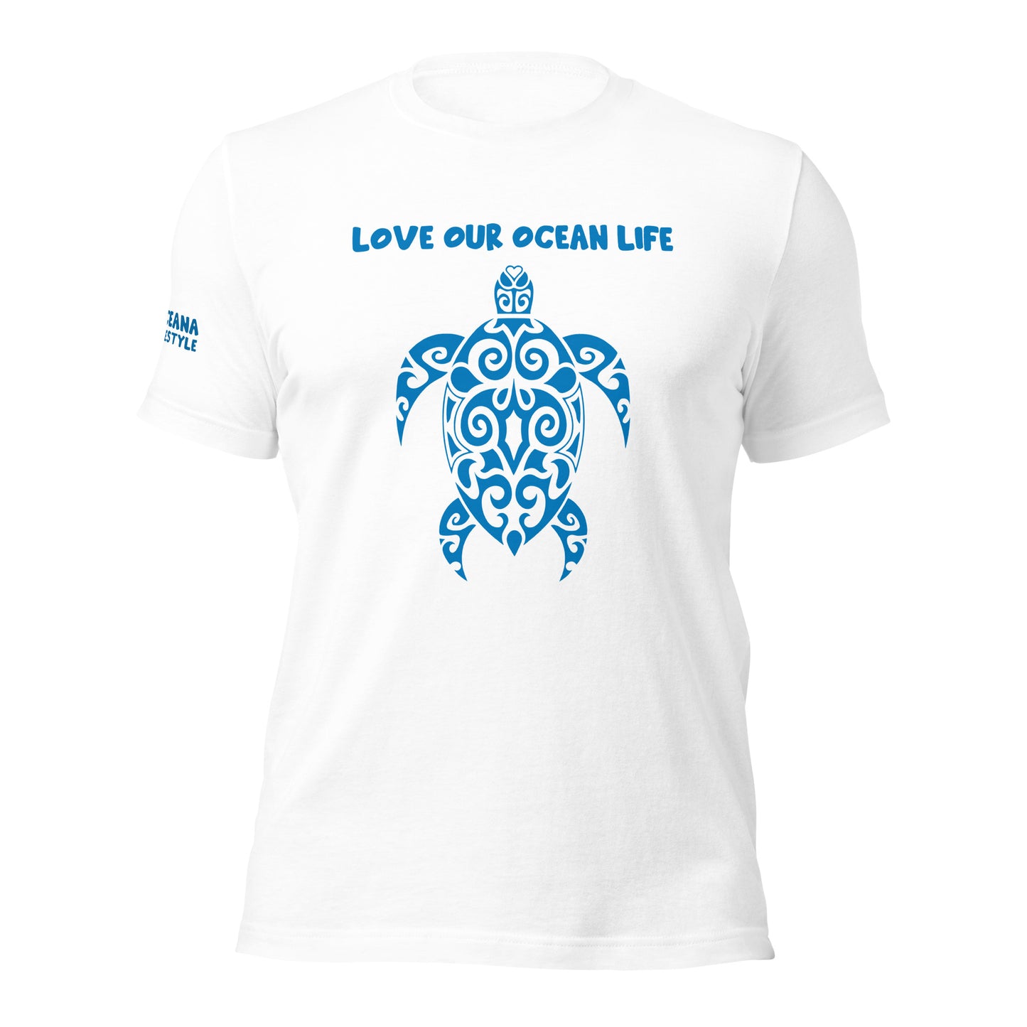 Polynesian T-shirt Turtle Tribal Samoan For Men and Women Front Blue on White