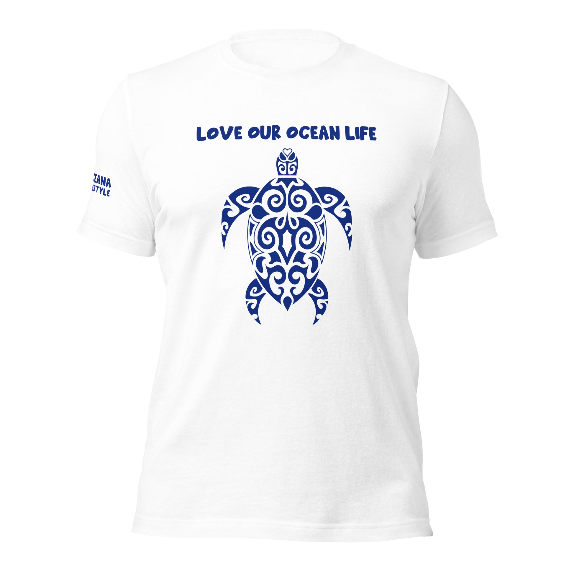 Polynesian T-shirt Turtle Tribal Samoan For Men and Women Front Navy on White