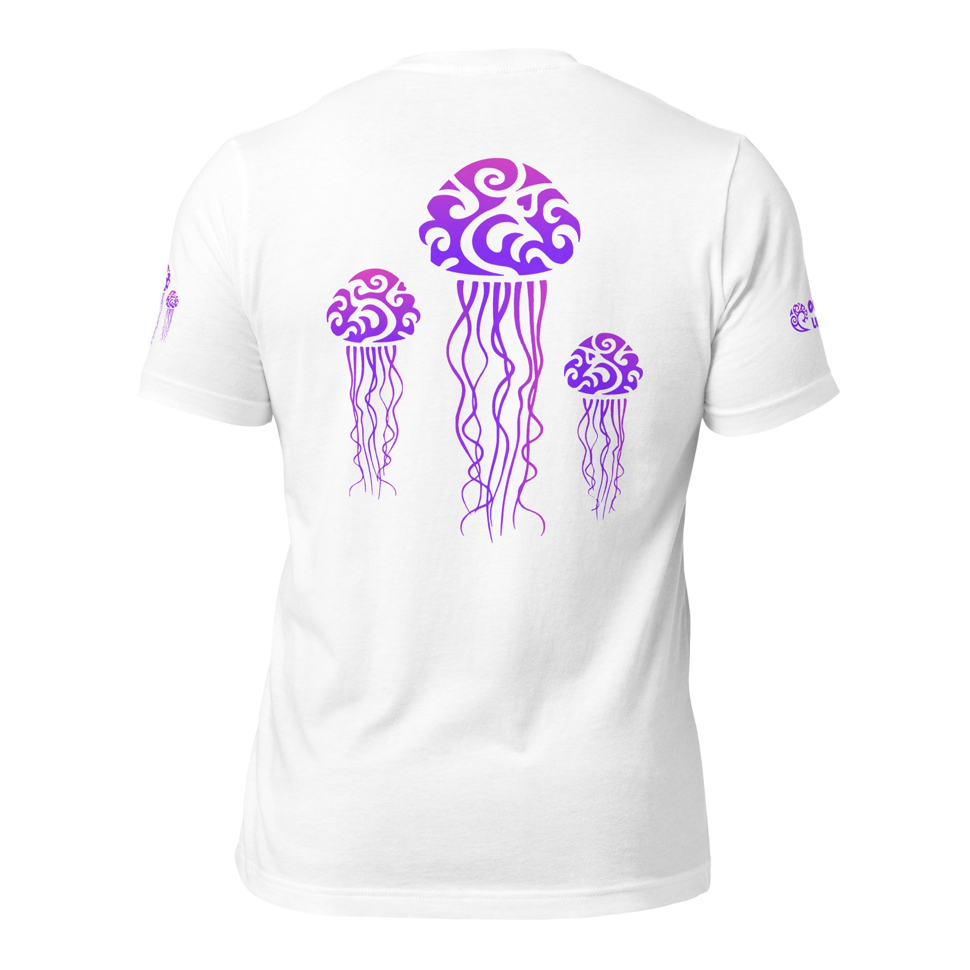 Polynesian T-shirt Jellyfish Tribal Samoan For Men and Women Back Purple on White